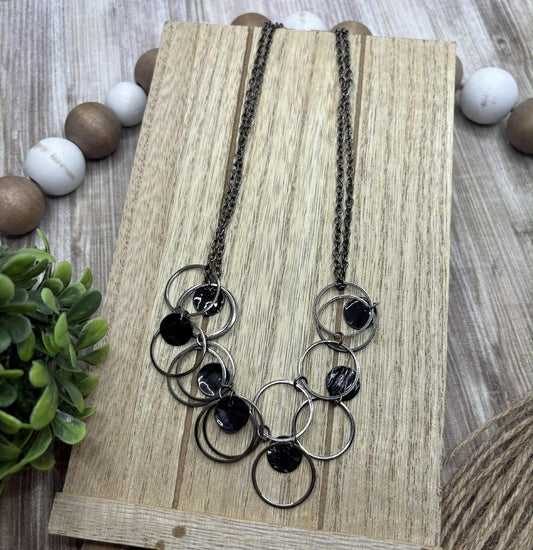 Gunmetal Necklace w/ Gunmetal Circle Details