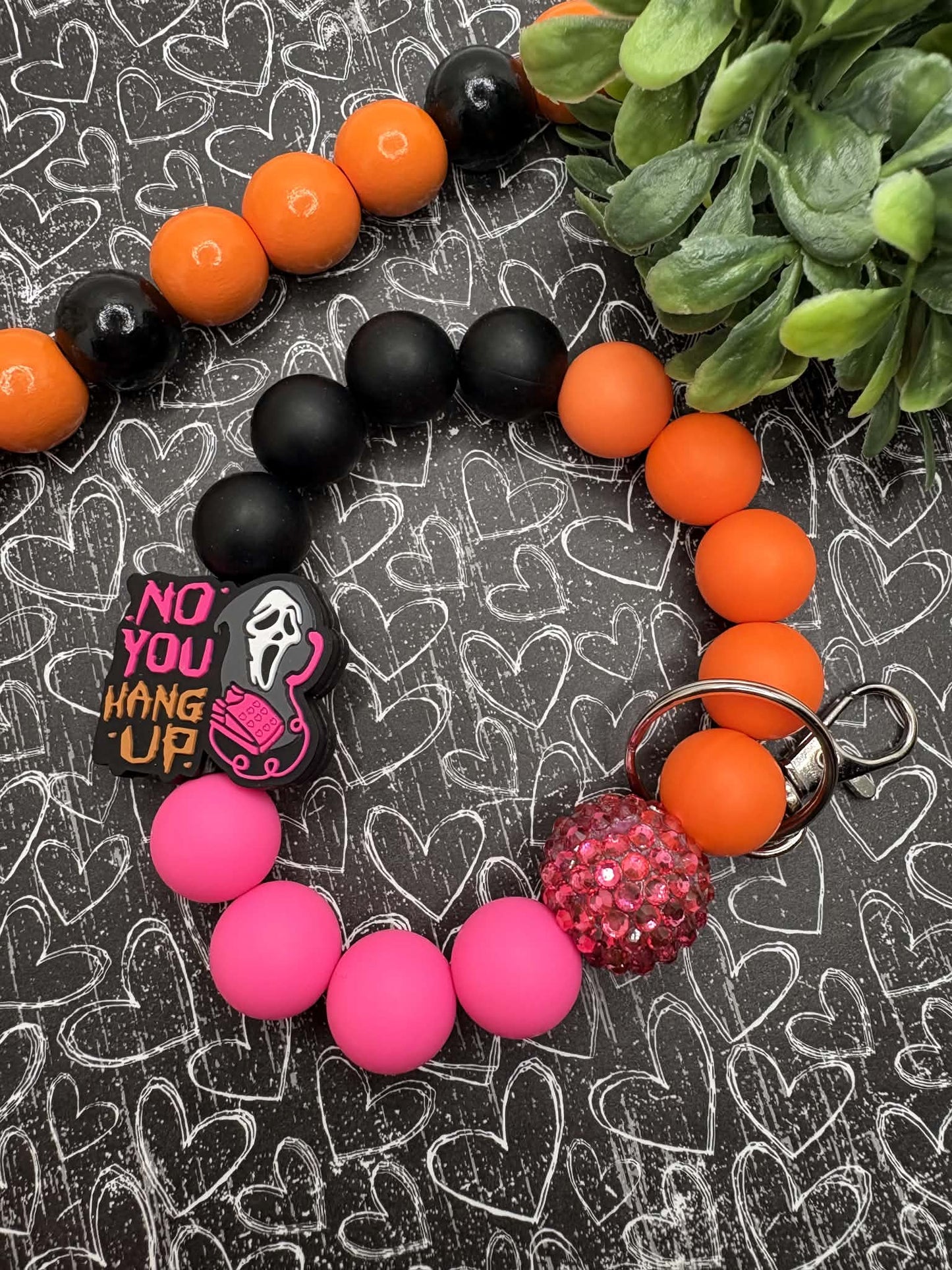 No You Hang Up Beaded Wristlet - Pink Bling