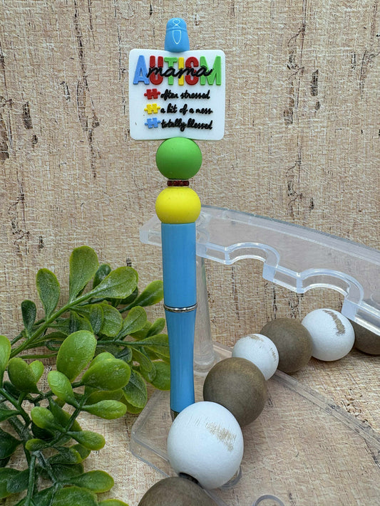 Autism Mama Beaded Ink Pen