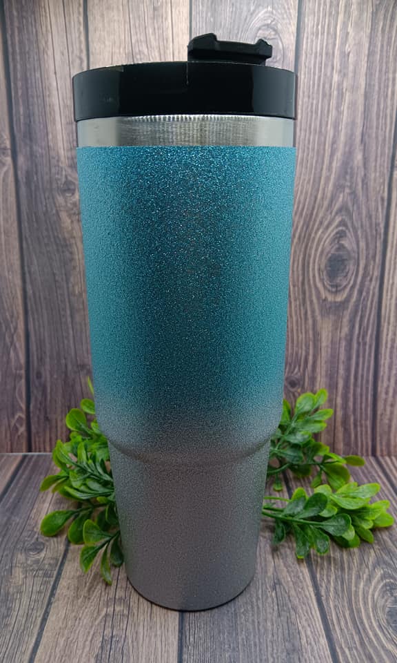 Blue & Silver Glitter Tumbler - 30 oz Double Walled