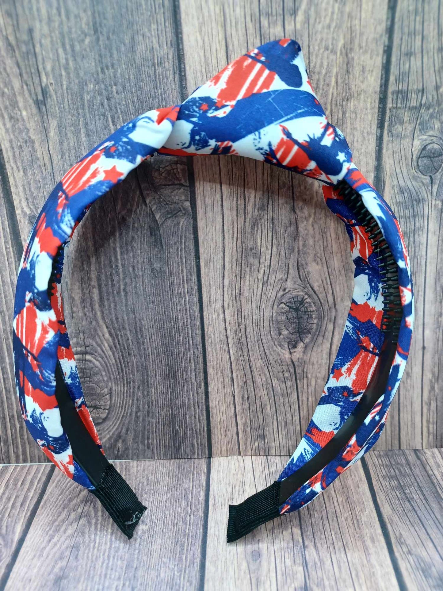 Red, White, Blue Color Block Style Top Knot Headband