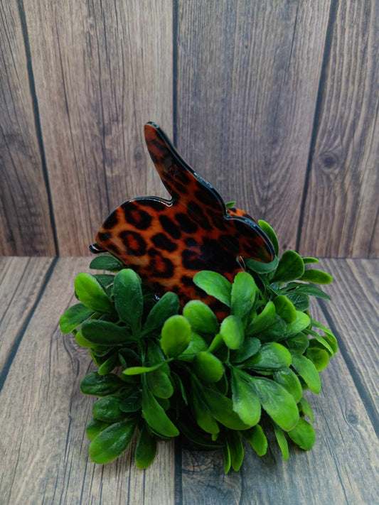 Warm Brown Leopard Butterfly Hair Claw Clip