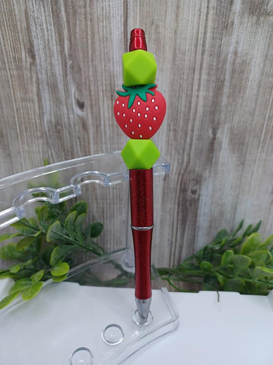 Strawberry Beaded Ink Pen
