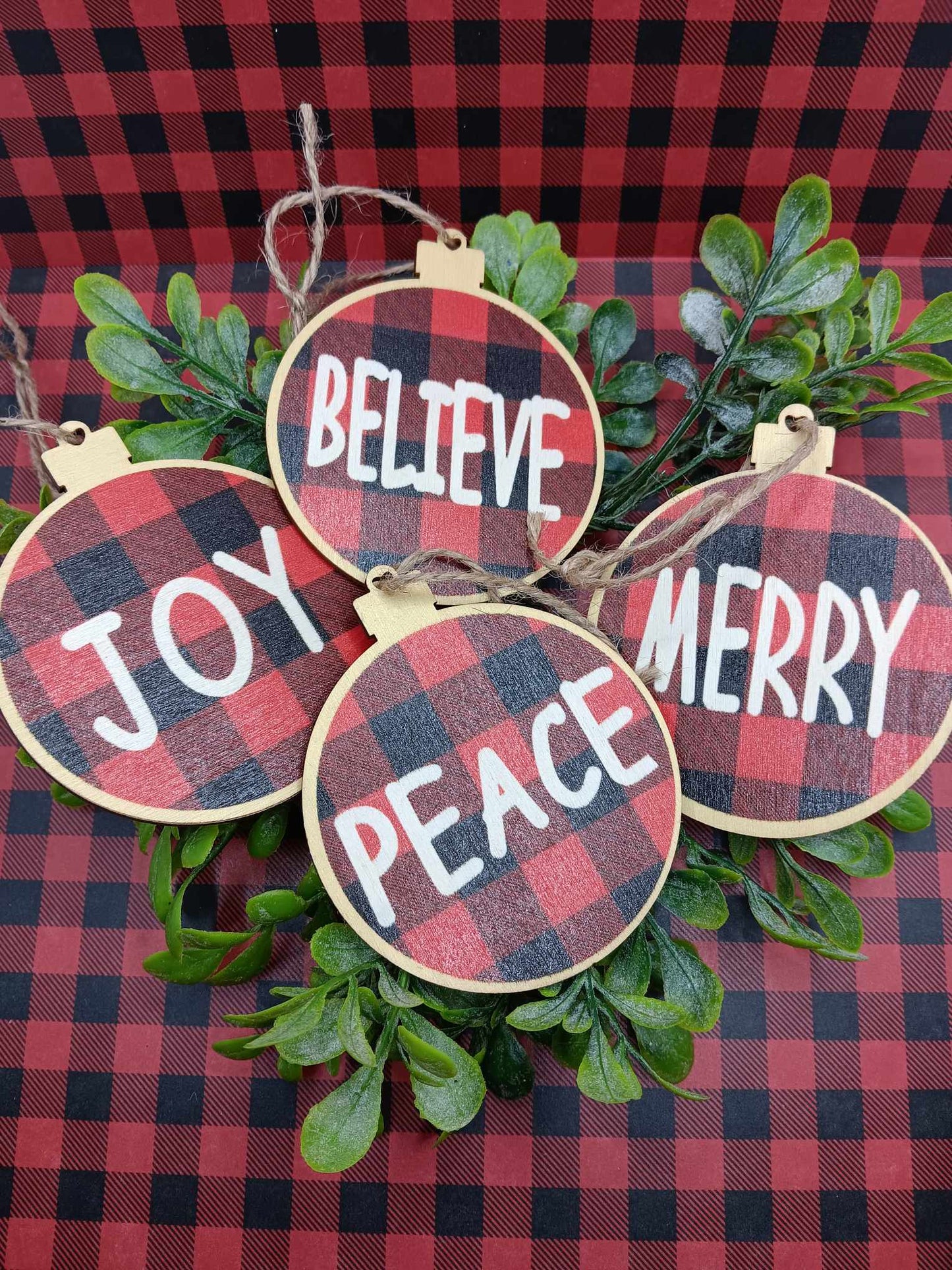 Believe Buffalo Plaid Holiday Ornament