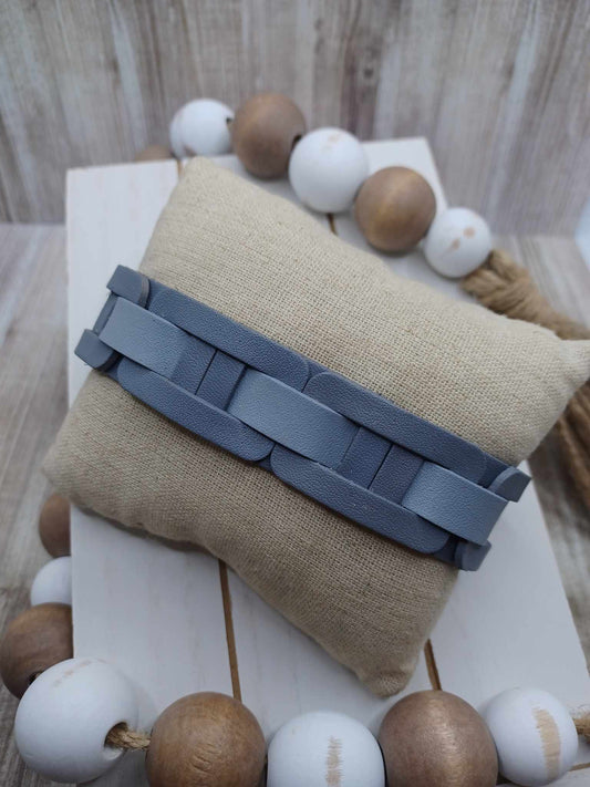 Grey Leather Style Bracelet