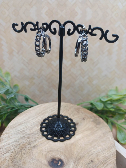 Gunmetal Double Style Earrings