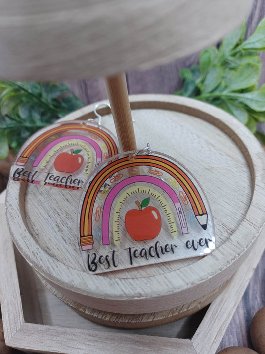 Best Teacher Ever Acrylic Earrings