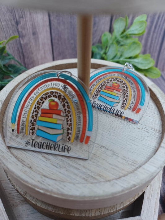#TeacherLife Rainbow Acrylic Earrings