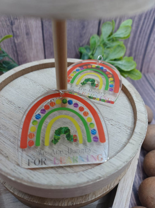 We Are Hungry for Learning Acrylic Rainbow Earrings
