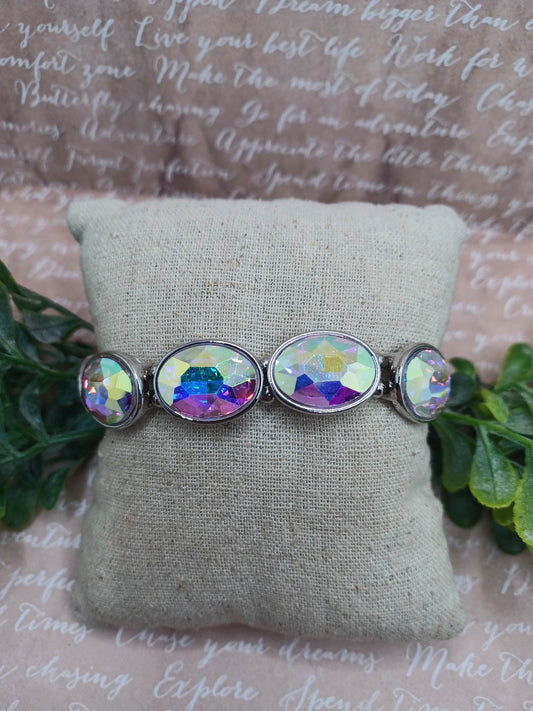 Silver Bracelet w/ Mermaid Rhinestones