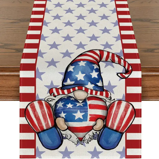 Gnome Red, White, Blue Patriotic Table Runner