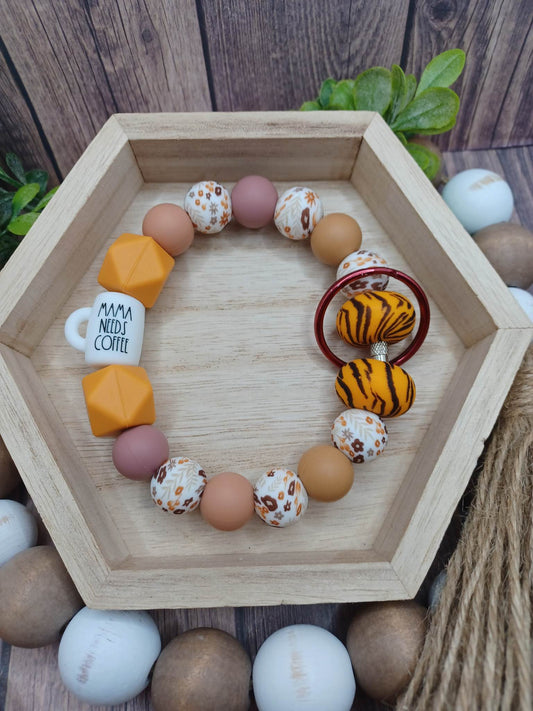 Mama Needs Coffee Beaded Wristlet