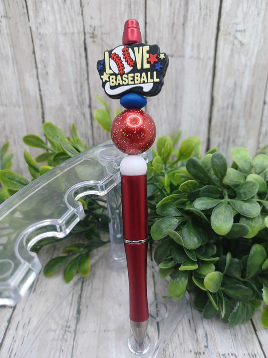 Love Baseball Beaded Ink Pen