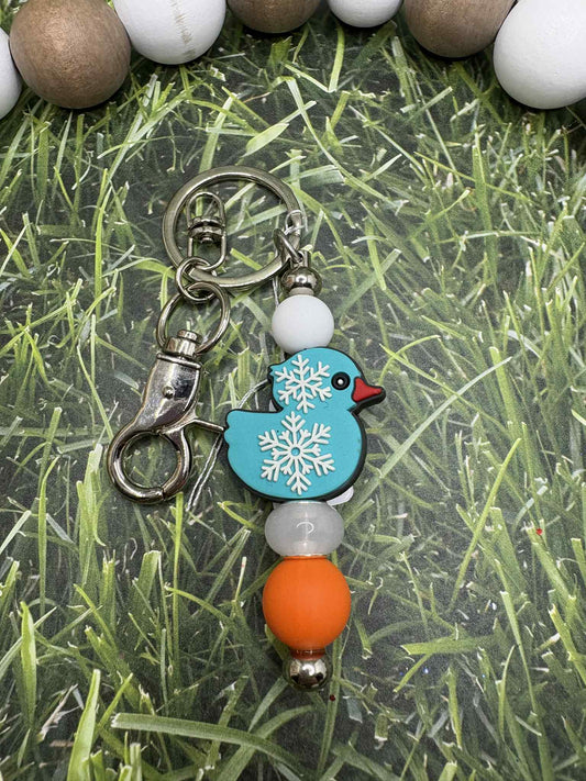 Snowflake Duck Beaded Keychain