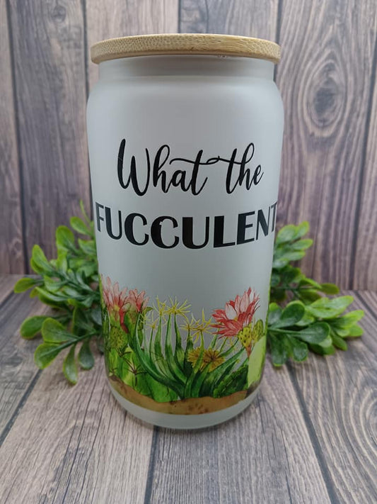 What the Fucculent Frosted Glass 16 oz. Tumbler