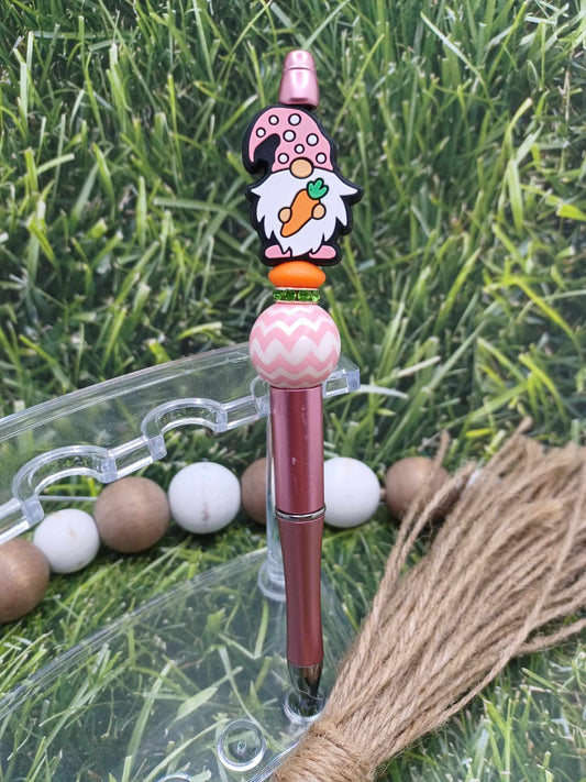 Pink Ghome w/ Carrot Beaded Ink Pen
