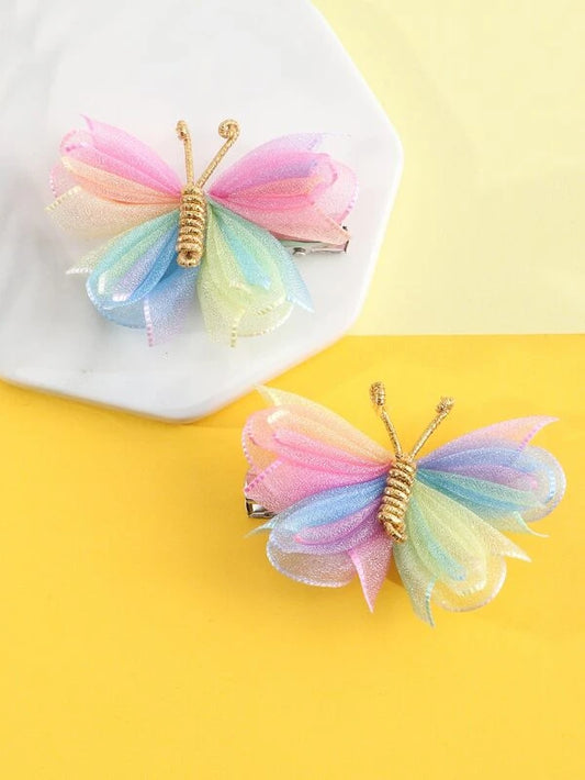 Multicolored Dragon Fly Hair Clip Set - Comes as a set of 2