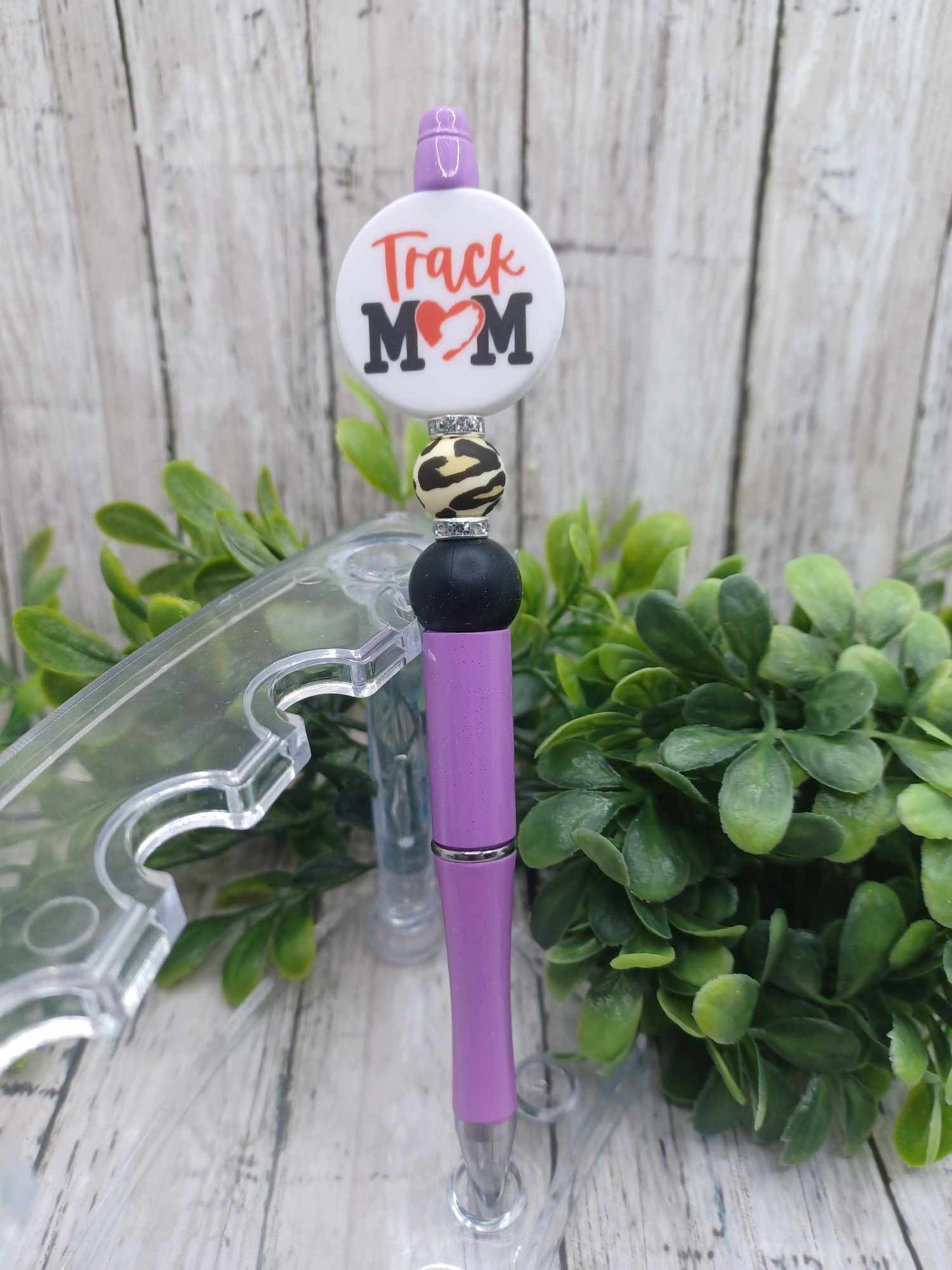 Purple Track Mom Beaded Ink Pen