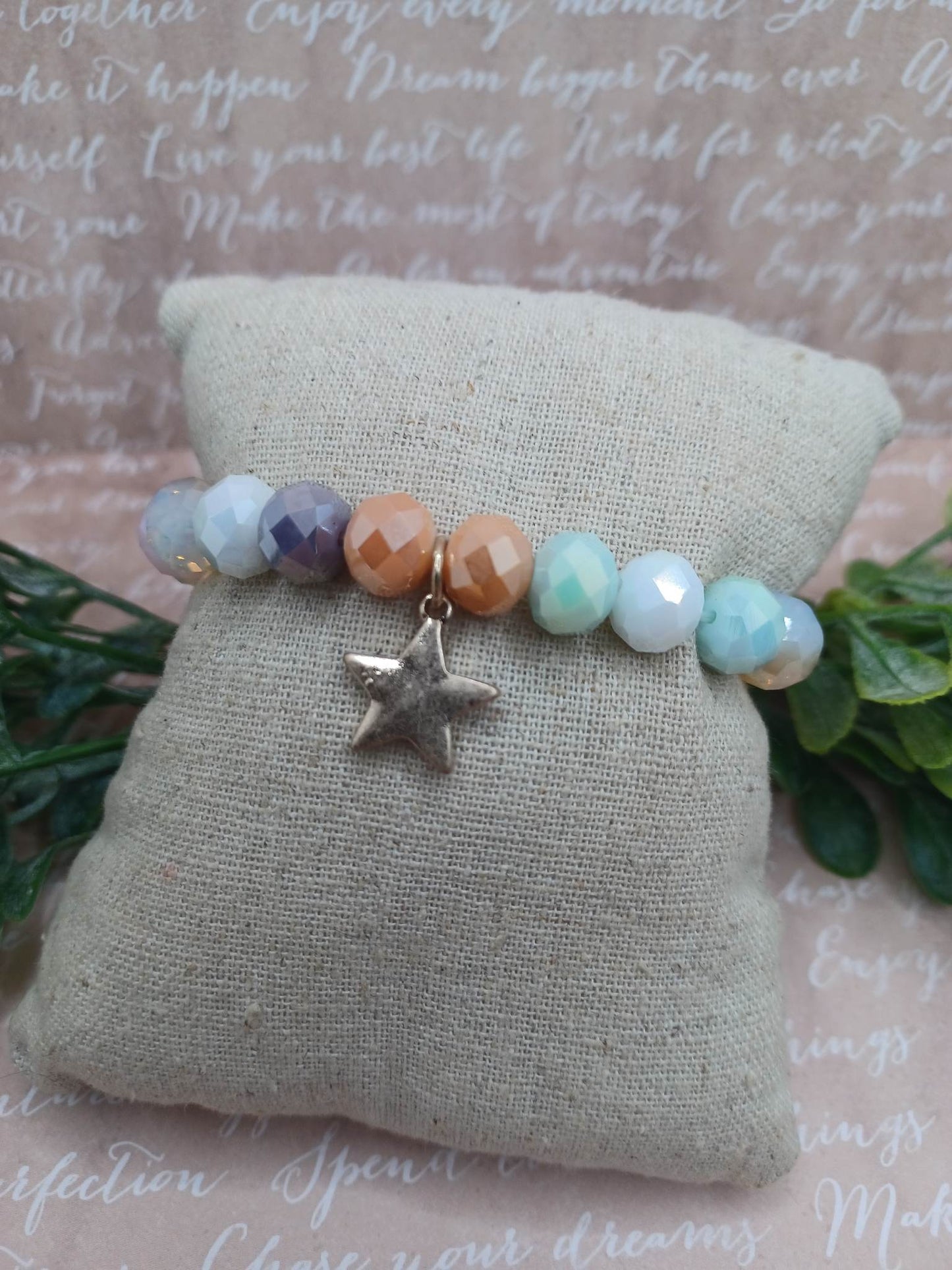 Multicolored Beachy Style Beaded Bracelet w/ Star Charm