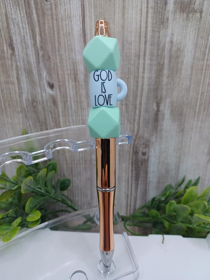 God is Love Beaded Ink Pen