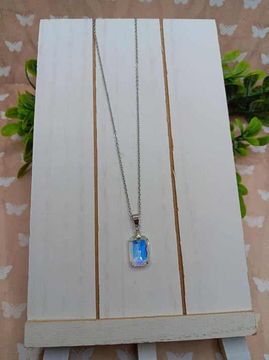 Silver Necklace w/ Mermaid Rectangular Pendant