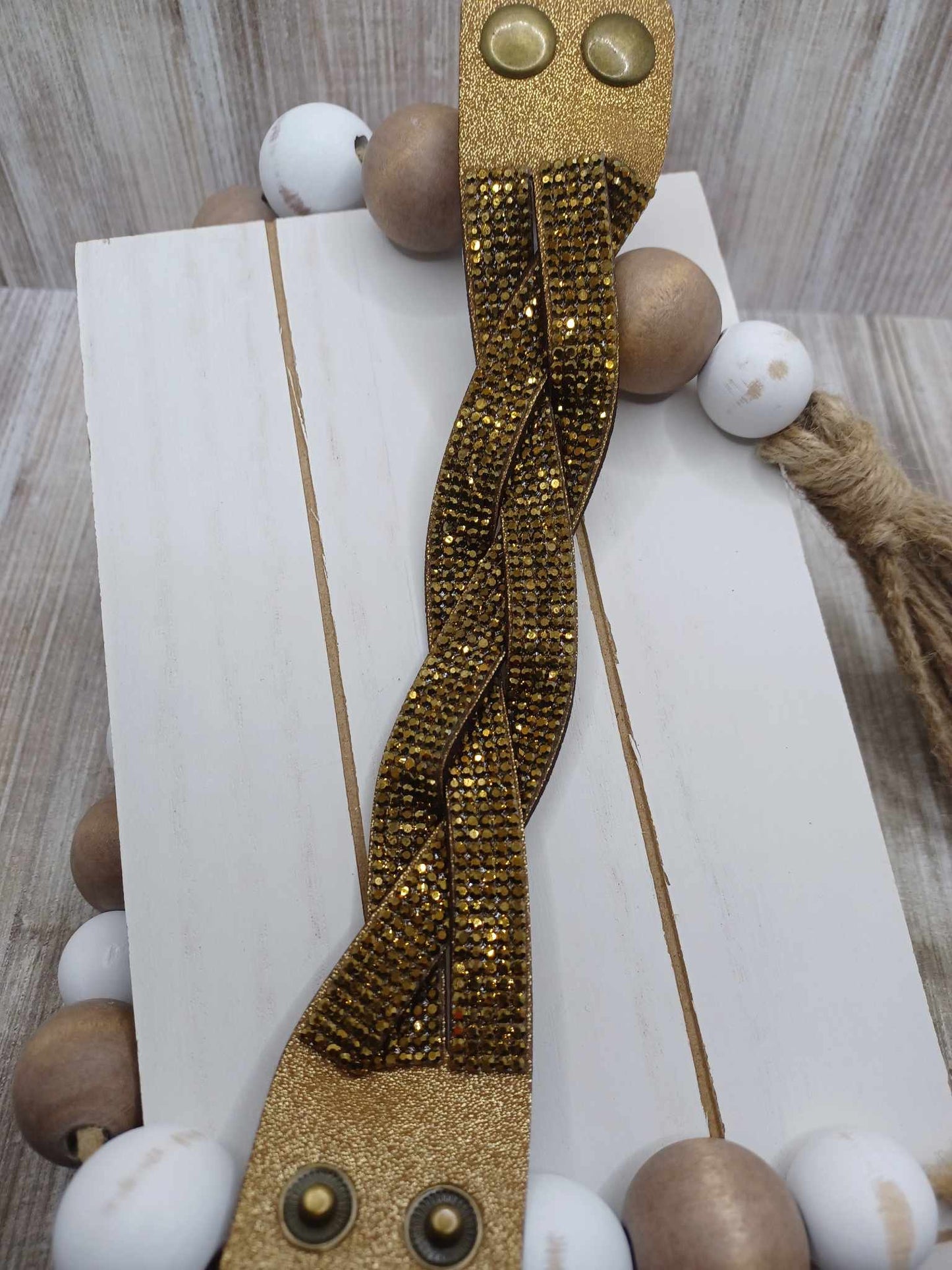 Gold Braided Bracelet w/ Brass Rhinestones