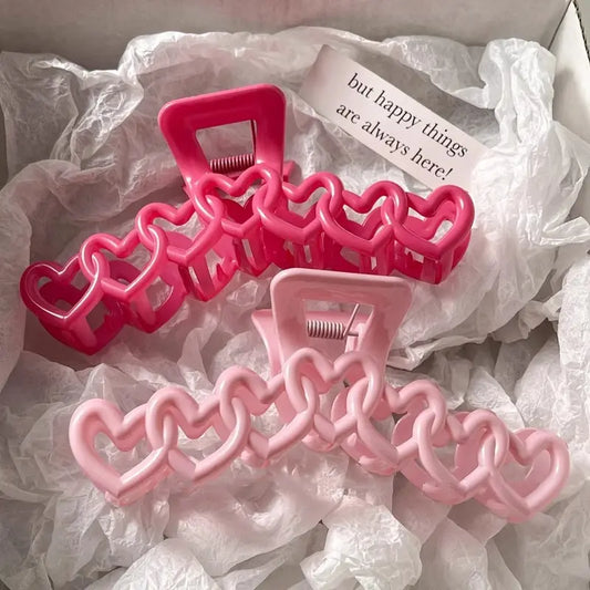 Light Pink Hearts Hair Claw Clip