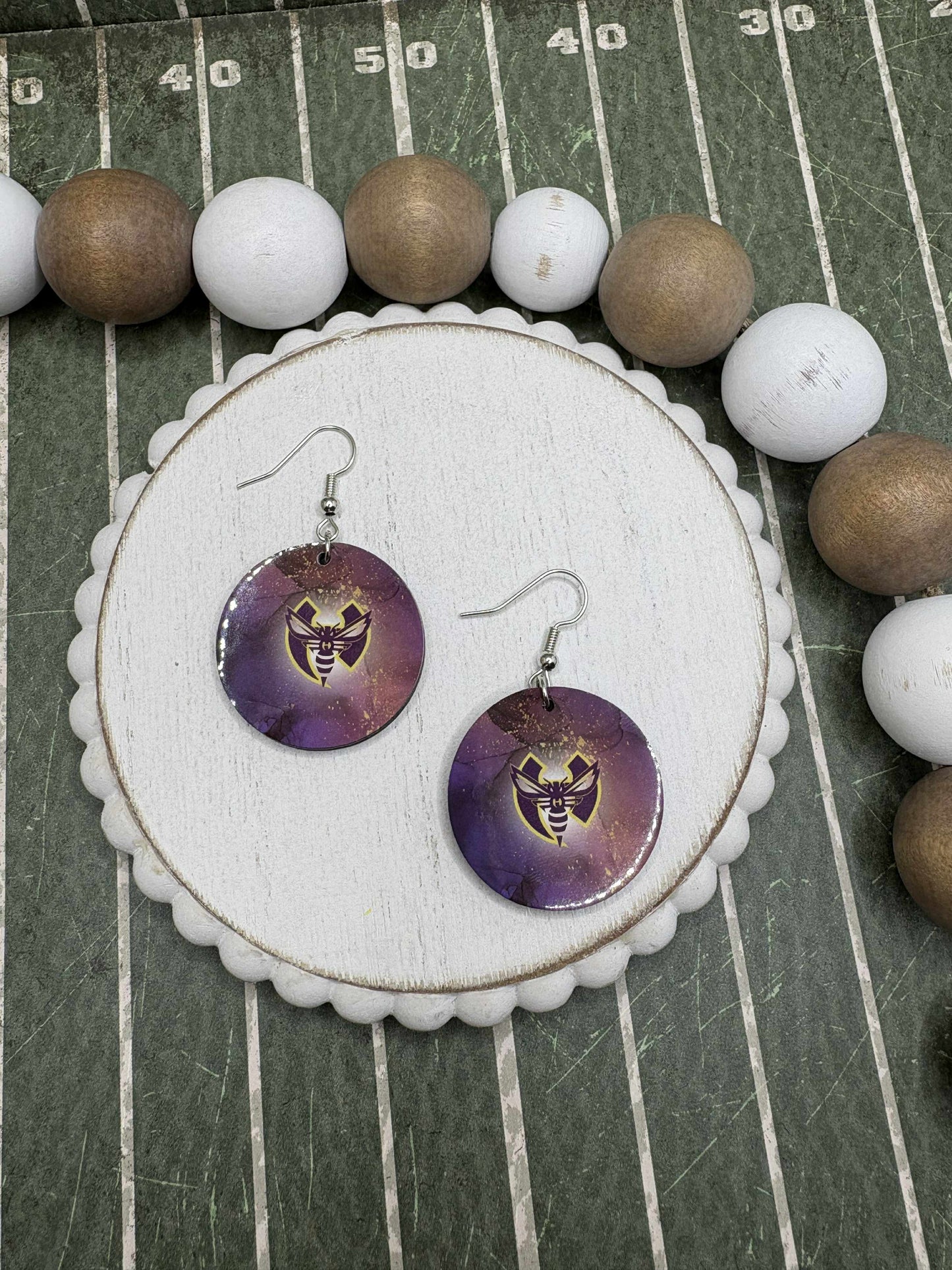Purple Hiram Hornets Earrings