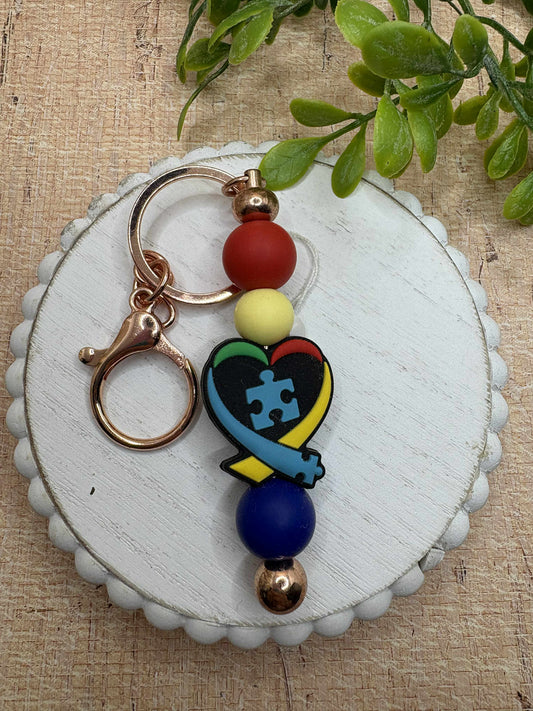 Autism Awareness Beaded Keychain