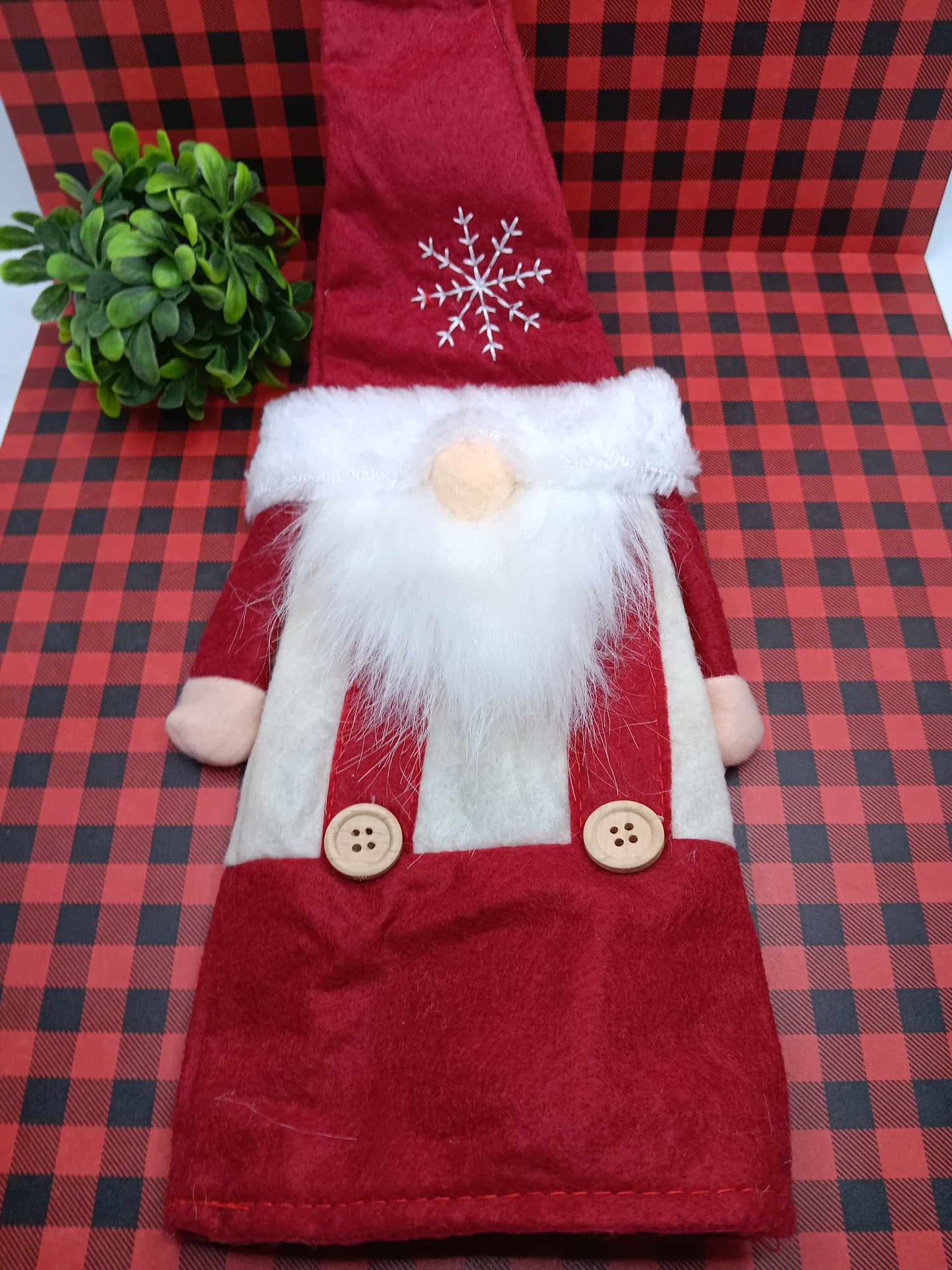 Red Gnome w/ Suspenders Bottle Decor