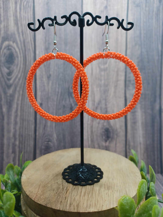 Orange Seed Beaded Earrings