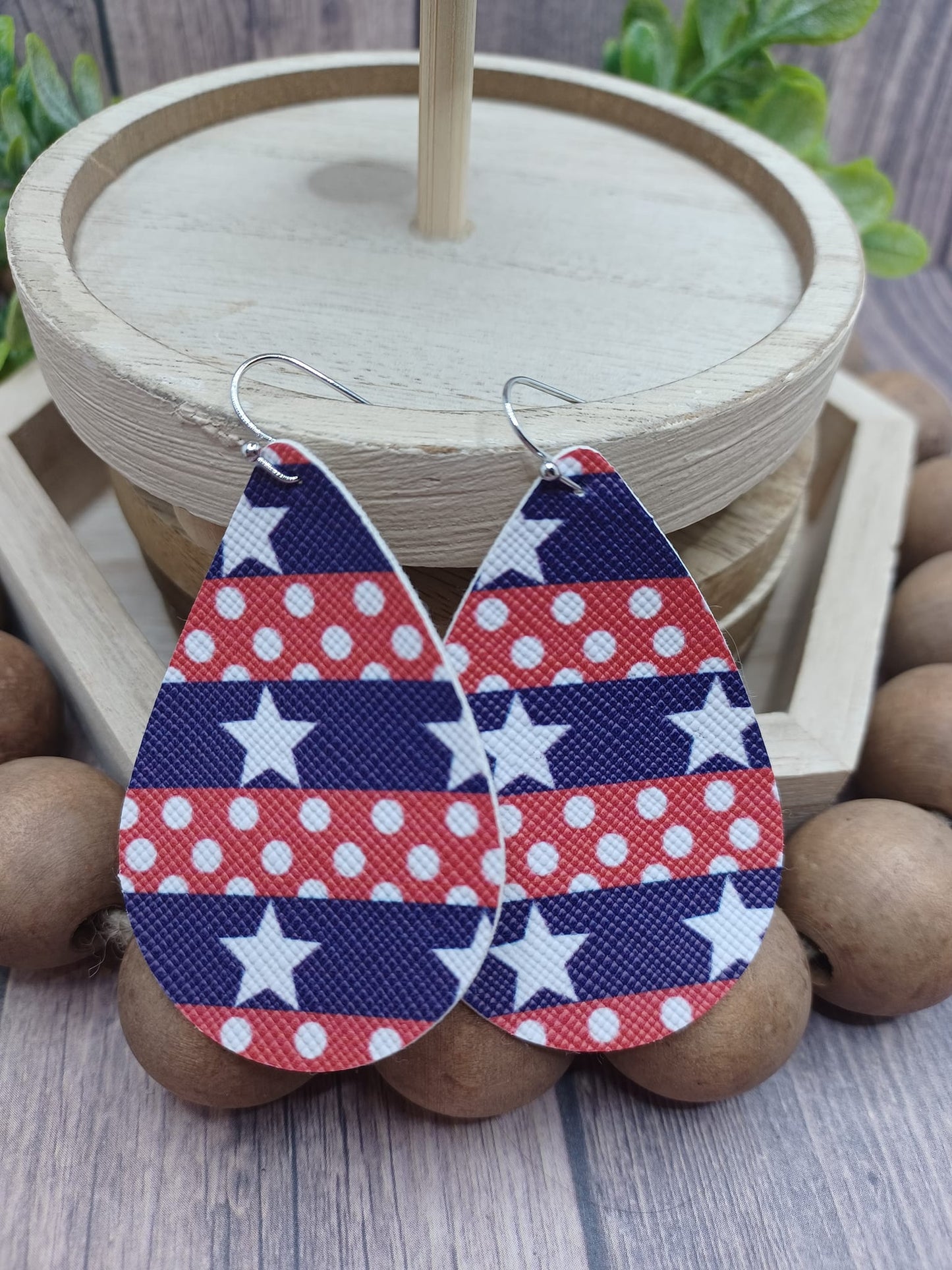 Red, White, & Blue Stripes & Stars Earrings