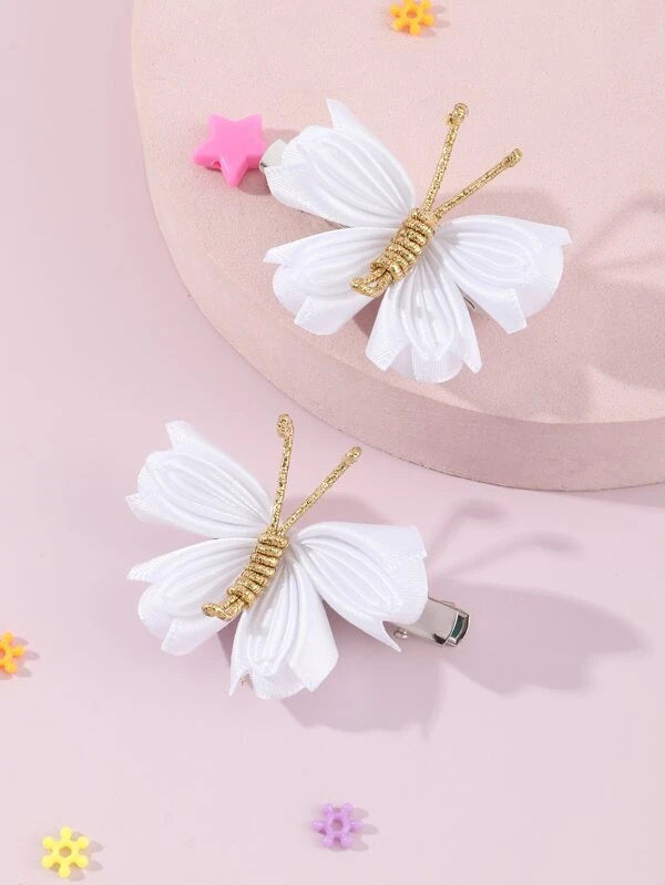 White Dragonfly Hair Accessory Set - Comes as a set of 2