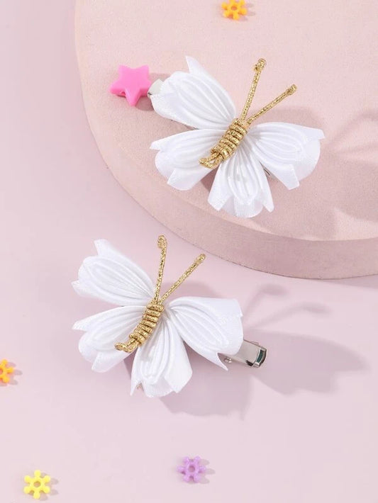 White Dragonfly Hair Accessory Set - Comes as a set of 2
