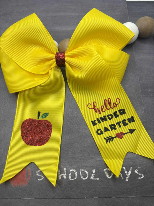 "Welcome to Kindergarten" Hair Accessory w/ Red Glitter Apples