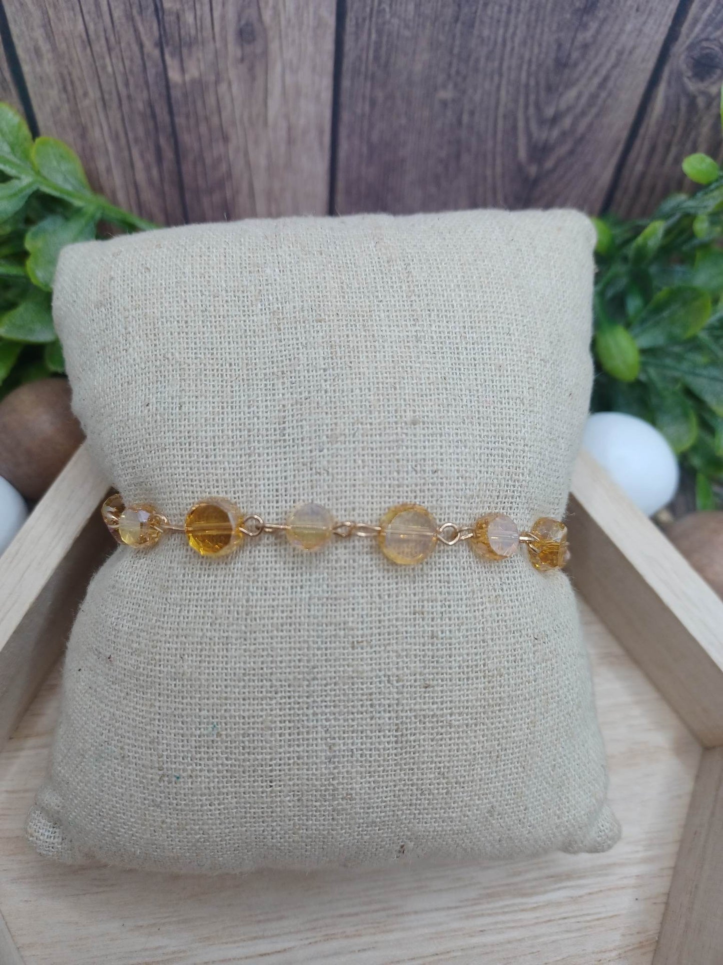 Gold Iridescent Beaded Bracelet/Anklet