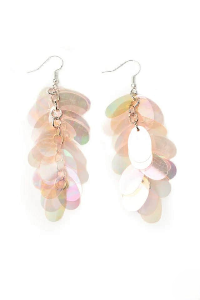 Silver Earrings w/ Iridescent Drop Sequins