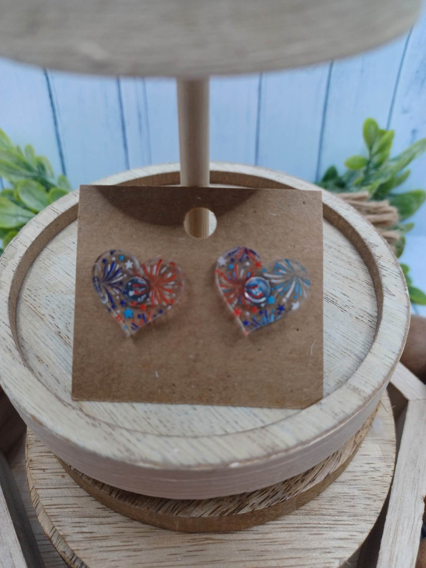 Red, White, & Blue Firework Acrylic Style Earrings