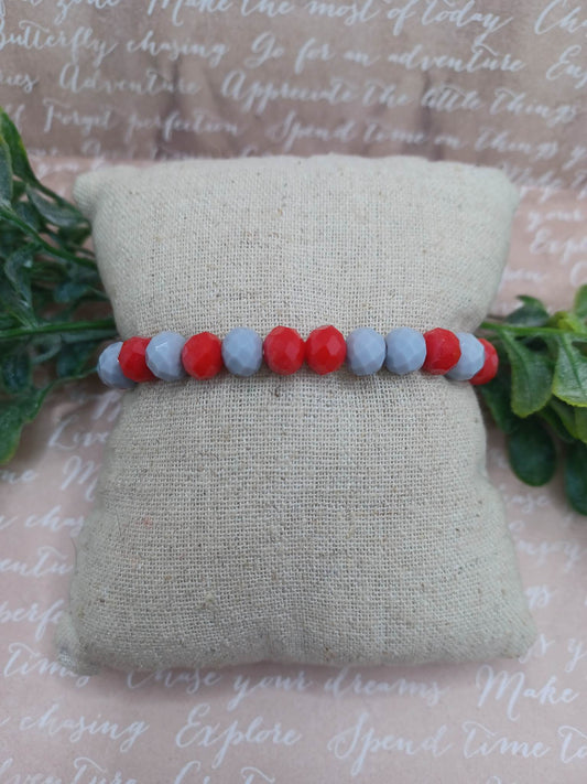 Red & Grey Beaded Bracelet