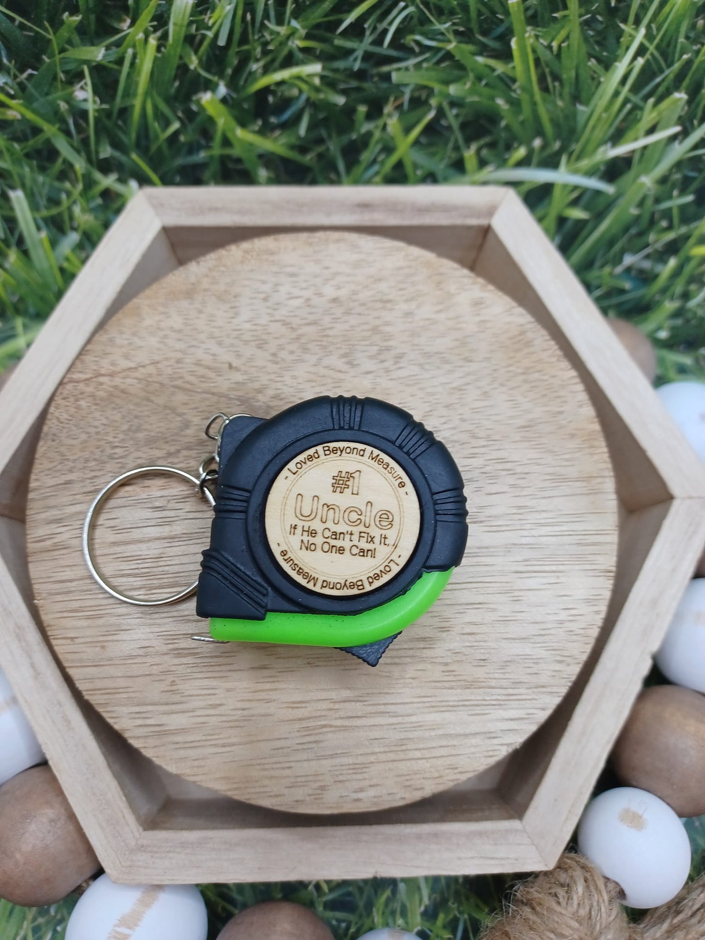 Green #1 Uncle - If He Cant Fix it No one Can Measuring Tape Keychain