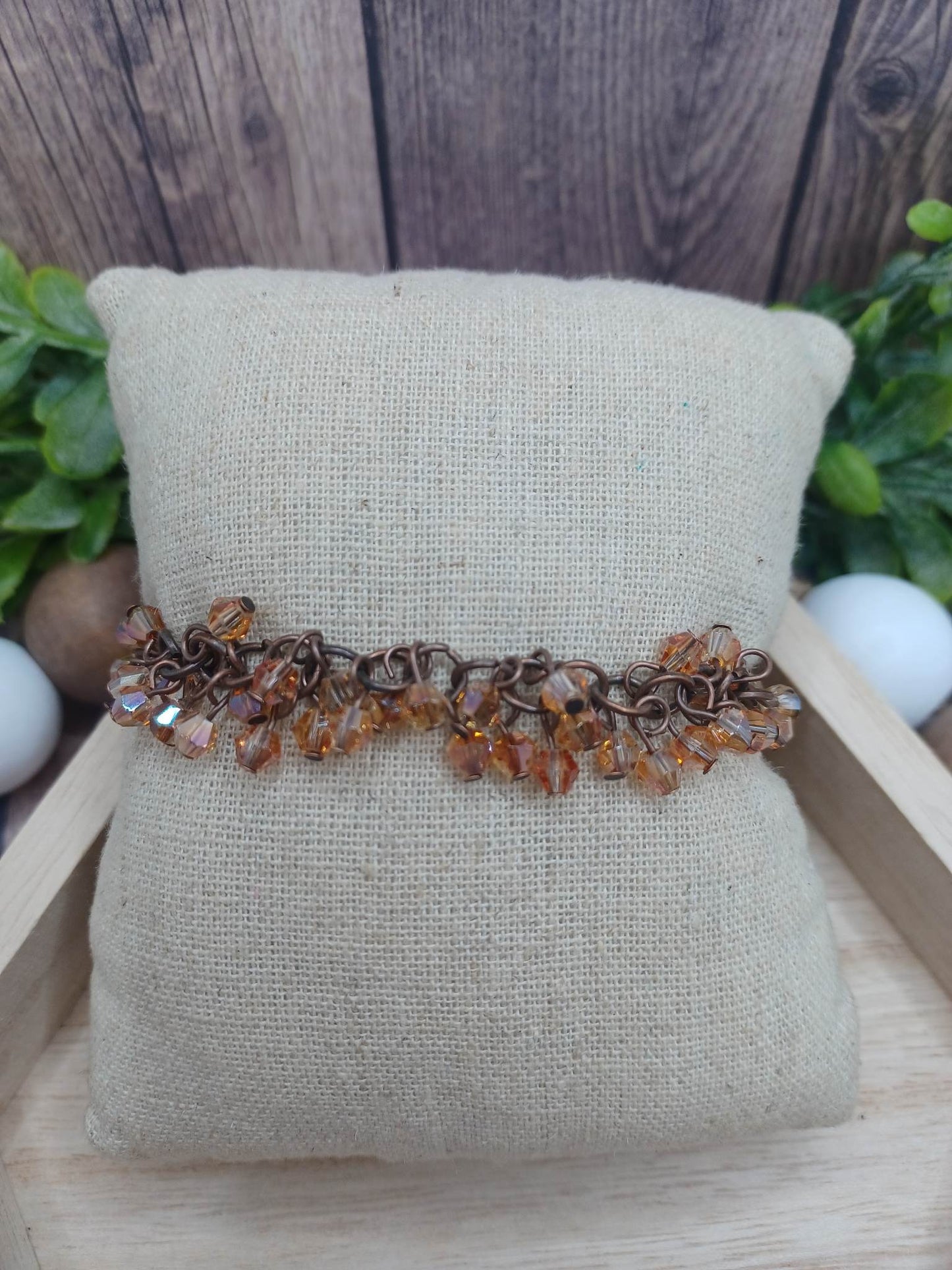 Copper Iridescent Beaded Bracelet/Anklet
