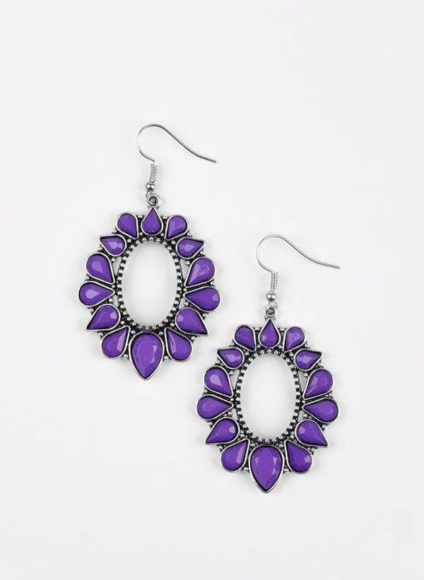 Purple Stone Abstract Earrings