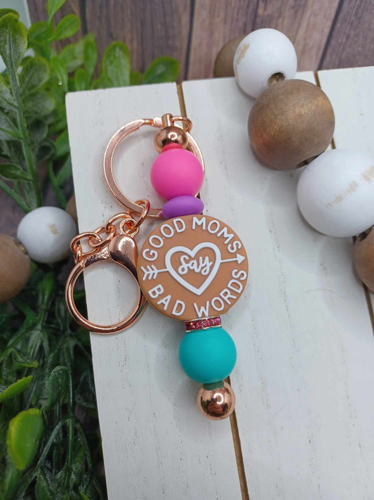 PREORDER - Good Moms Say Bad Words Beaded Keychain