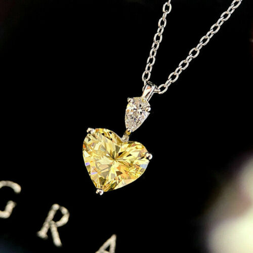 Yellow Heart Rhinestone Necklace