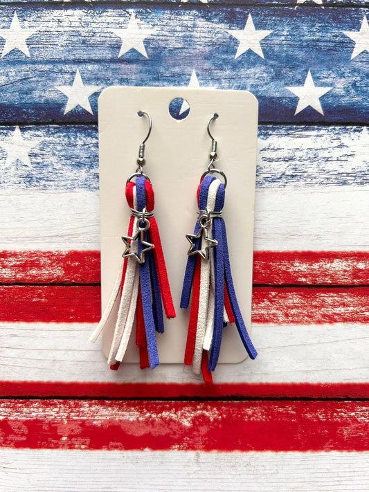 Freedom Fringe Red, White, & Blue Earrings