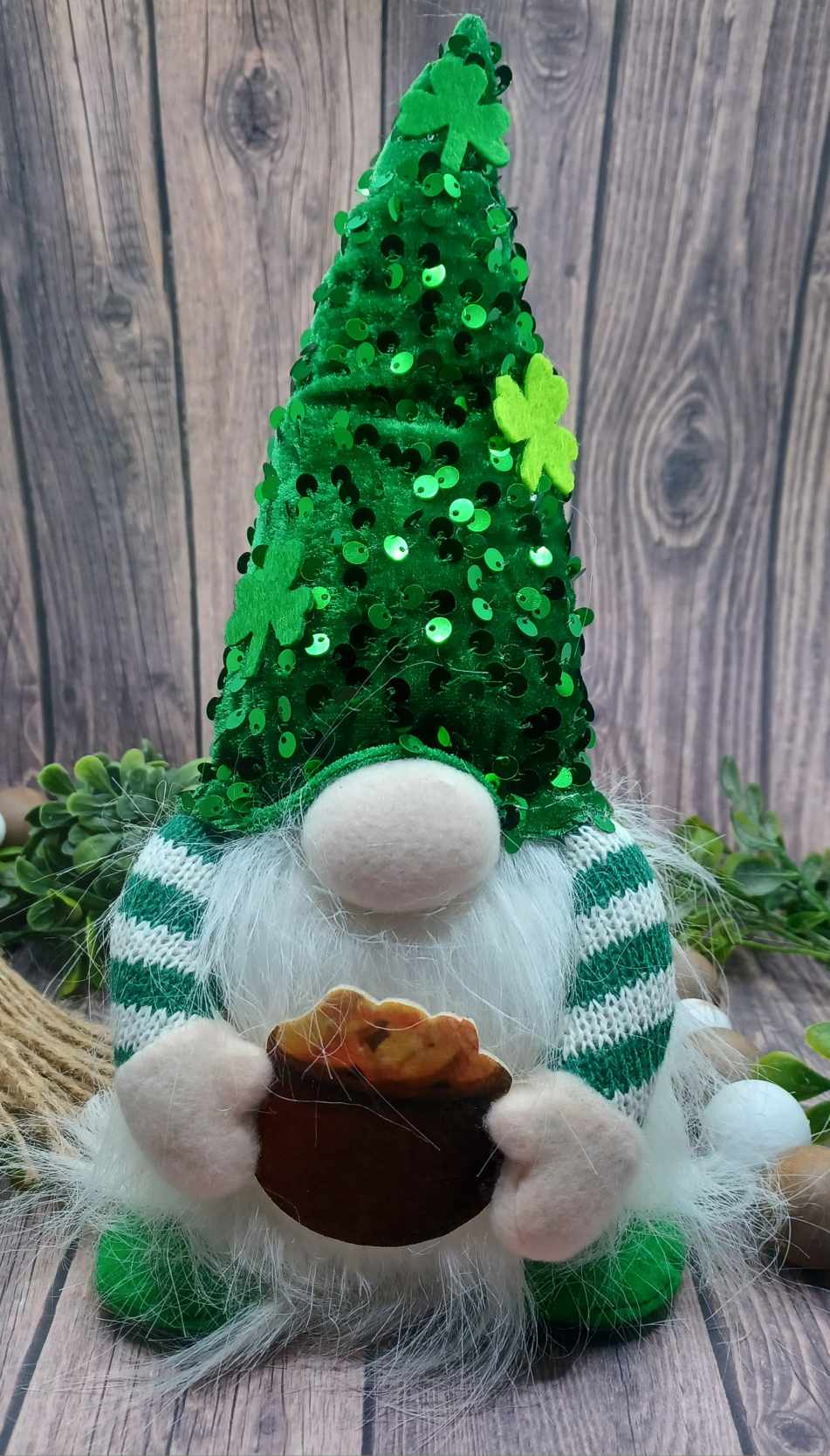 Light up St. Patrick's Day Gnome Holding a Pot of Gold
