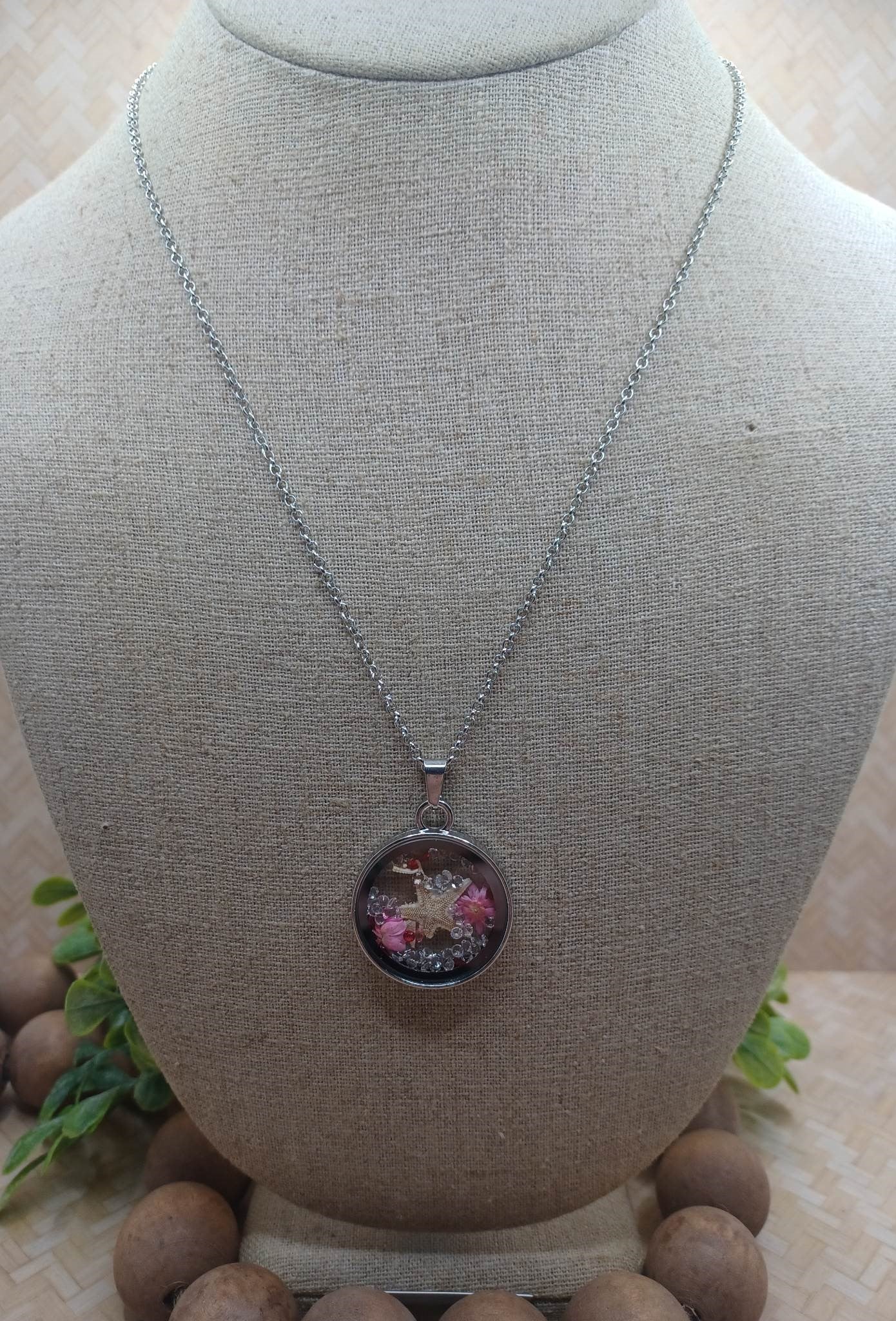 Silver Necklace w/ Beach Themed Charm Pendant