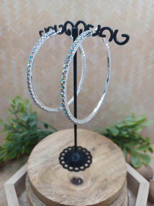 Silver Earrings w/ Mermaid Rhinestones