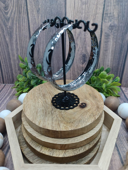 Textured & Rounded Gunmetal Earrings