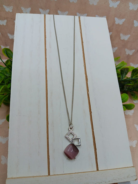 Silver Necklace w/ Purple Moonstone Pendant